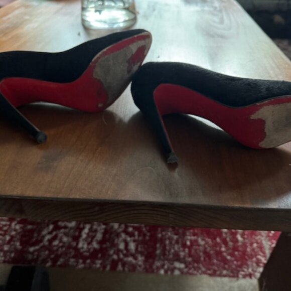 Black Pony Hair Louboutin Heels
